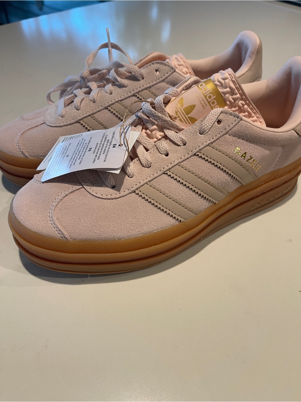 adidas Gazelle Platform Sneakers - Pale Pink with Gum Sole